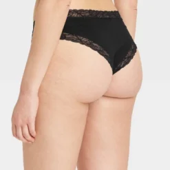 Women's Cotton Blend Cheeky Underwear With Lace - Auden™