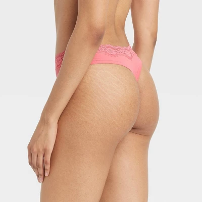 Women's Luxe Stretch Thong Underwear With Lace Waistband - Auden™ 1 Women's Luxe Stretch Thong Underwear With Lace Waistband - Auden™