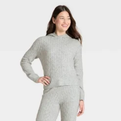 Women's Cashfeel Cable Knit Hooded Pullover Sweater - Auden™ -Auden GUEST 17972298 4f57 462a 8e10 733ca5210f09
