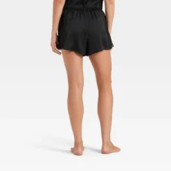 Women's Lace Trim Satin Pajama Shorts - Auden™