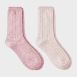 Women's Brushed Terry Lined 2pk Cozy Crew Socks - Auden™ White/Beige 4-10 -Auden GUEST 349a0d67 85fb 4b34 a422 97820fa246f0