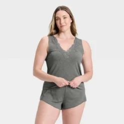 Women's Lace Trim Ribbed Tank Top And Shorts Pajama Set - Auden™ -Auden GUEST 419c2a7f f0d8 410e 8bd9 70470bd037f5
