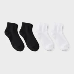 Women's Ultra Smooth Supersoft Fine Gauge Knit 4pk Ankle Socks - Auden™ Black/White 4-10: Non-Binding Cuff, Midweight Fabric -Auden GUEST 45fc5288 3cad 496b 81ee 3e865910f9d8