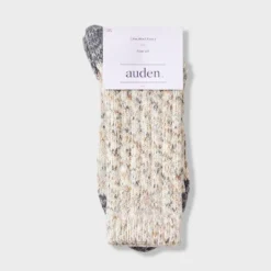 Women's Space Dye Ribbed Super Soft Crew Boot Socks - Auden™ Ivory 4-10