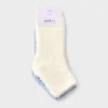 Women's Solid 2pk Cozy Ankle Socks - Auden™ Ivory/Blue One Size