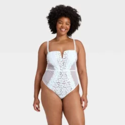 Women's Crochet Lace V-Wire Lingerie Bodysuit - Auden™ White -Auden GUEST 594288eb a328 4070 8ae5 0ecb8c75edc9