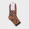 Women's Leopard Print Ruffle Trim Ultra Soft 2pk Ankle Socks - Auden™ Brown/Black/Olive Green 4-10