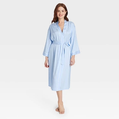 Women's Luxury Collection Shadow Striped Long Satin Robe - Auden™ 3 Women's Luxury Collection Shadow Striped Long Satin Robe - Auden™ - Image 3