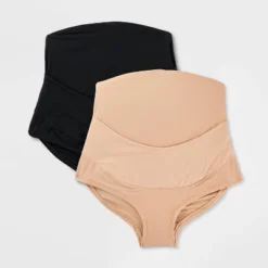 Maternity 2pk Luxe Stretch Over The Belly Bikini Underwear - Auden™ Black/Pearl Tan -Auden GUEST 6bc65ddc 9c18 434e 8a83 00956ef03edc