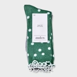 Women's Lettuce Edge Polka Dot 2pk Crew Socks - Auden™ 4-10