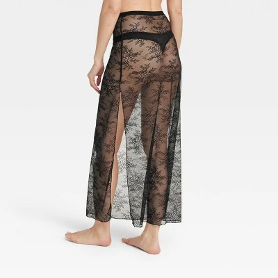 Women's Lace Unlined Lingerie Skirt - Auden™ Black 1 Women's Lace Unlined Lingerie Skirt - Auden™ Black