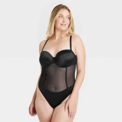 Women's Satin And Mesh Lightly Lined Lingerie Bodysuit - Auden™ -Auden GUEST 968f5aa4 bd60 48dd 98c2 739f2376a52f