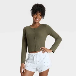 Women's Ribbed Pajama Cardigan - Auden™ -Auden GUEST a784a577 183f 450e a8f0 0e180892b359