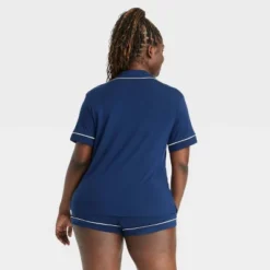 Women's Cloud Knit Short Sleeve Notch Collar Shirt And Shorts Pajama Set - Auden™ -Auden GUEST aa1e2248 8d91 4068 9f92 344c4d35de05