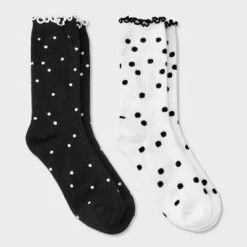 Women's Lettuce Edge Polka Dot 2pk Crew Socks - Auden™ 4-10 -Auden GUEST af5311fd a915 47e2 8c1c 8ab0fee809e1