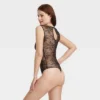 Women's Lace Sleeveless Lingerie Bodysuit - Auden™ Black