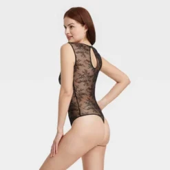 Women's Lace Sleeveless Lingerie Bodysuit - Auden™ Black