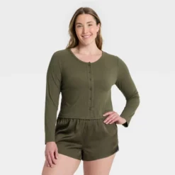 Women's Ribbed Pajama Cardigan - Auden™ -Auden GUEST b6f8a179 cf83 44ed 94e9 f5fcc9374987