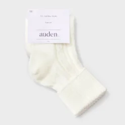 Women's Cable Turn-Cuff Super Soft Ankle Boot Socks - Auden™ Ivory 4-10