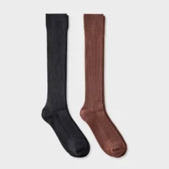 Women's Ribbed Ultra Soft Everyday Rib-Knit 2pk Knee High Socks - Auden™ Black/Brown 4-10 -Auden GUEST bc3bb653 70ba 4914 afb4 4806bfc86991