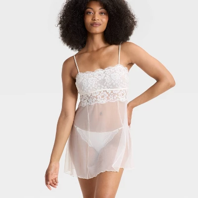 Women's Straight Neck Lingerie Babydoll Slip Dress - Auden™ 2 Women's Straight Neck Lingerie Babydoll Slip Dress - Auden™ - Image 2