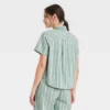Women's Striped Cotton Blend Short Sleeve Pajama Shirt - Auden™