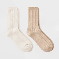 Women's Brushed Terry Lined 2pk Cozy Crew Socks - Auden™ Pink 4-10 -Auden GUEST d4fba442 cb1e 43d0 8159 1d30c854cd23