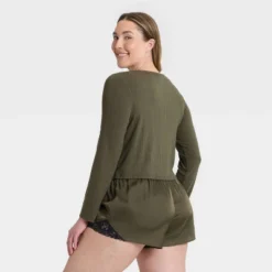 Women's Ribbed Pajama Cardigan - Auden™ -Auden GUEST dc182b85 3af6 4131 8589 798ee937b7bd