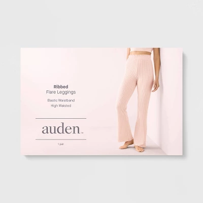 Women's Super Soft Rib Knit Lettuce Hem Bootcut Flare Lounge Pants With Smocked Waistband - Auden™ 1 Women's Super Soft Rib Knit Lettuce Hem Bootcut Flare Lounge Pants With Smocked Waistband - Auden™
