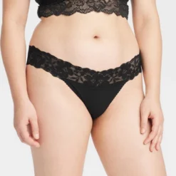 Women's Cotton Thong Underwear With Lace - Auden™ -Auden GUEST ef65bde5 27e3 4b79 868a a32b2cc26df5