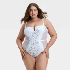 Women's Crochet Lace V-Wire Lingerie Bodysuit - Auden™ White -Auden GUEST f9f15de6 3893 4960 8d0f d7d87939bbb3