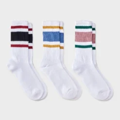 Women's Varsity Stripe Ribbed Cushioned 3pk Crew Socks - Auden™ -Auden GUEST feafb2ad 873f 440b afb0 6fdddb19b448